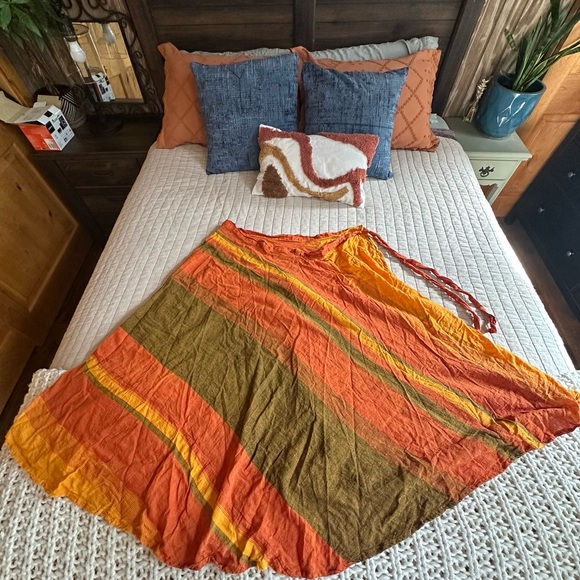 Jayli Vibrant Orange, Yellow, & Green Maxi Skirt - Picture 4 of 4